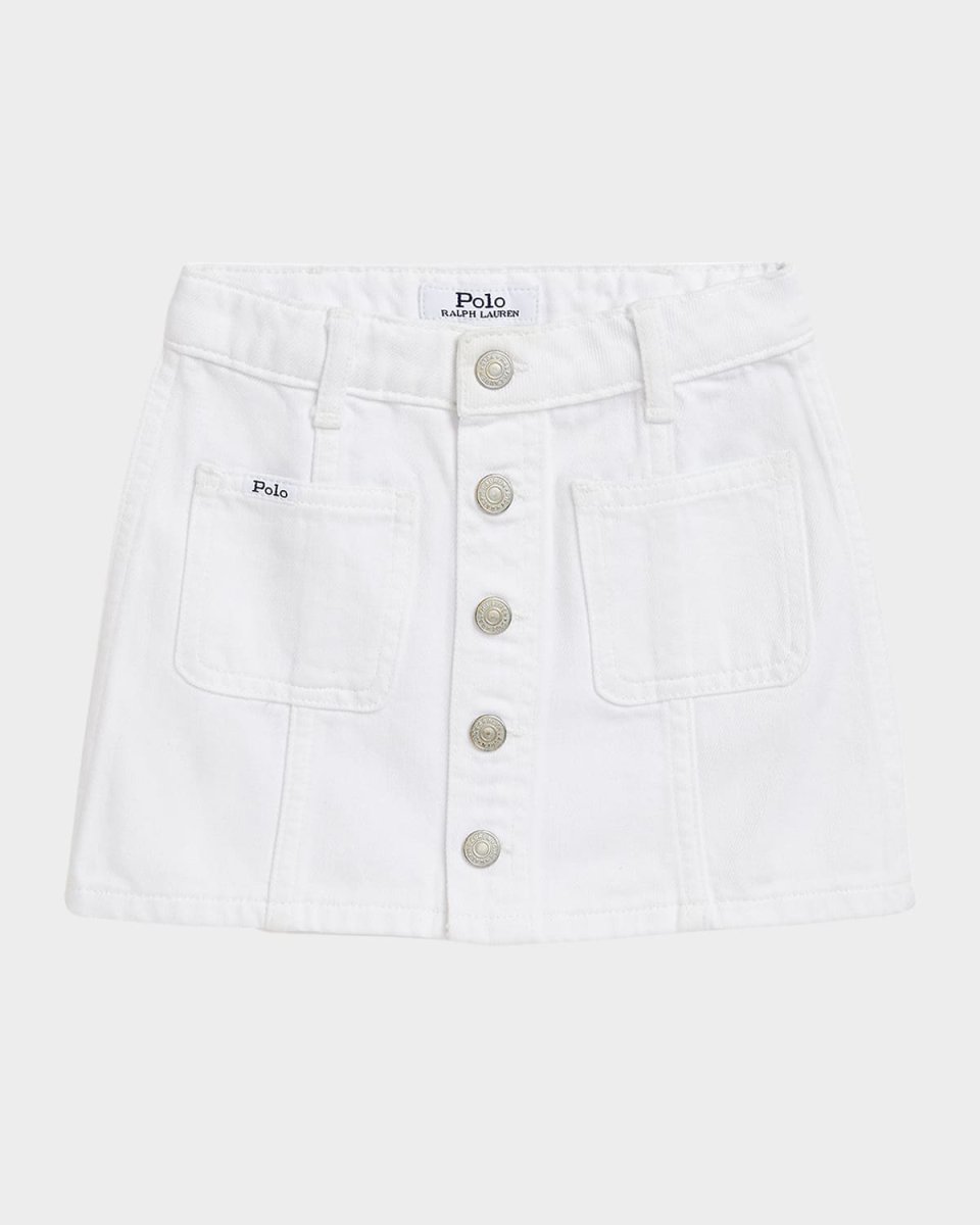 Girl's Denim Patch Pocket Mini Skirt, Size 2-